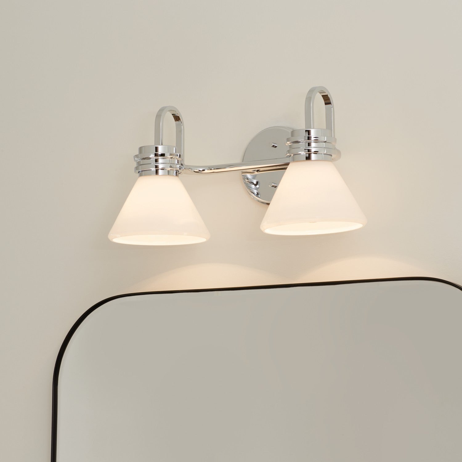 KICHLER 55154CH Farum 19.25 Inch 2 Light Vanity With Opal Glass In Chrome