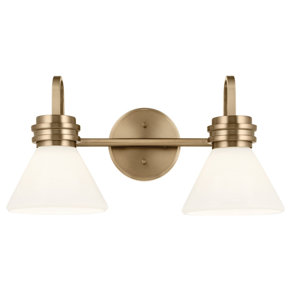 KICHLER 55154CPZ Farum 19.25 Inch 2 Light Vanity With Opal Glass In Champagne Bronze