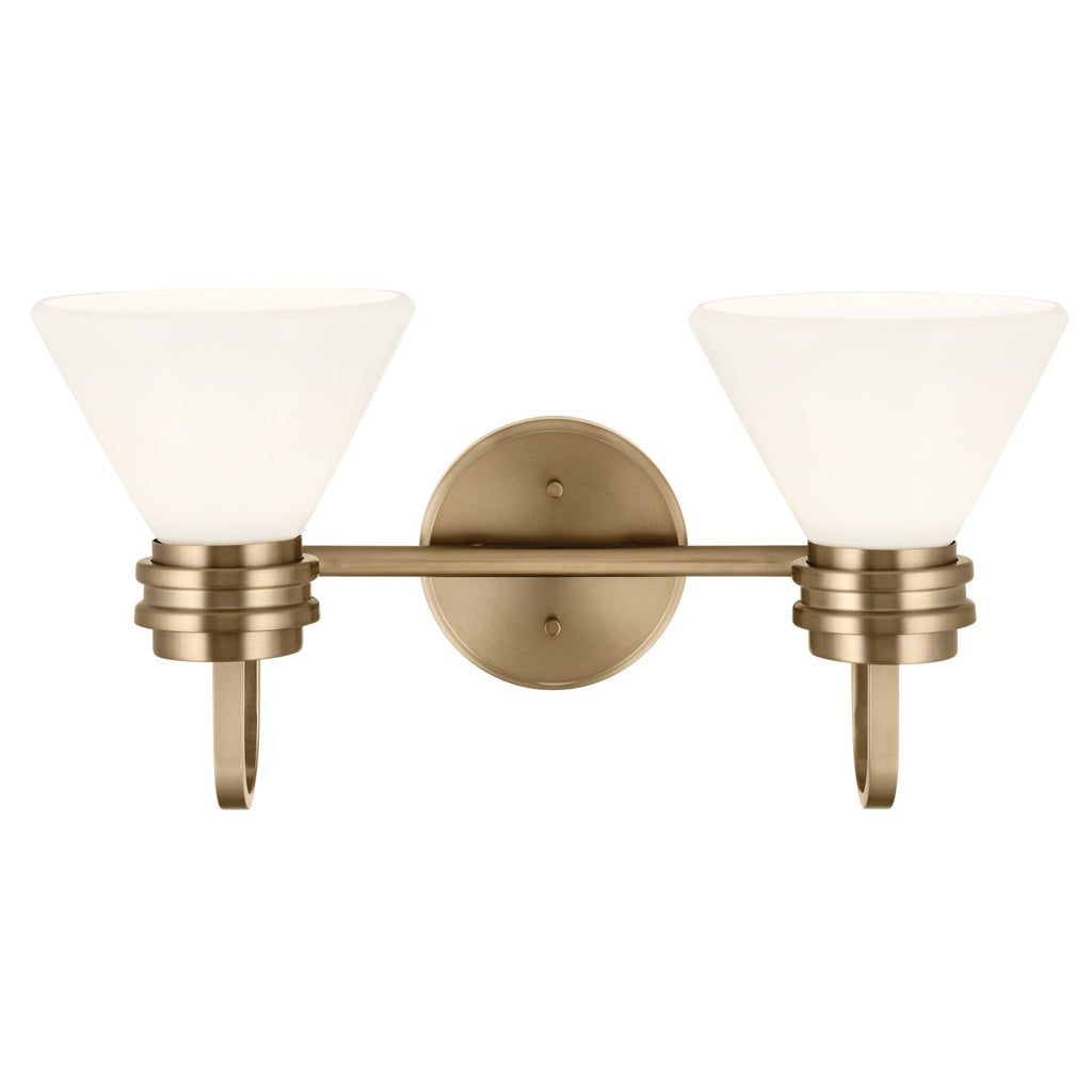 KICHLER 55154CPZ Farum 19.25 Inch 2 Light Vanity With Opal Glass In Champagne Bronze