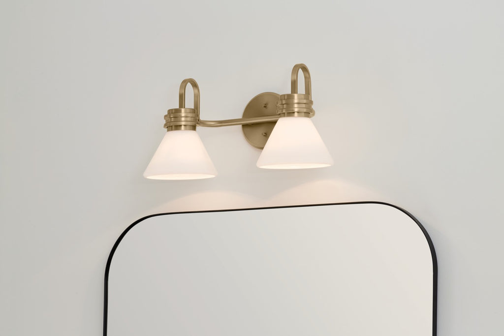KICHLER 55154CPZ Farum 19.25 Inch 2 Light Vanity With Opal Glass In Champagne Bronze