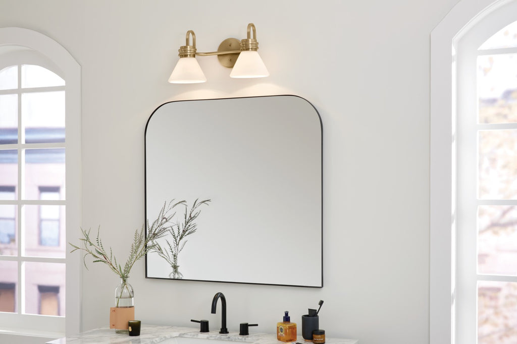 KICHLER 55154CPZ Farum 19.25 Inch 2 Light Vanity With Opal Glass In Champagne Bronze