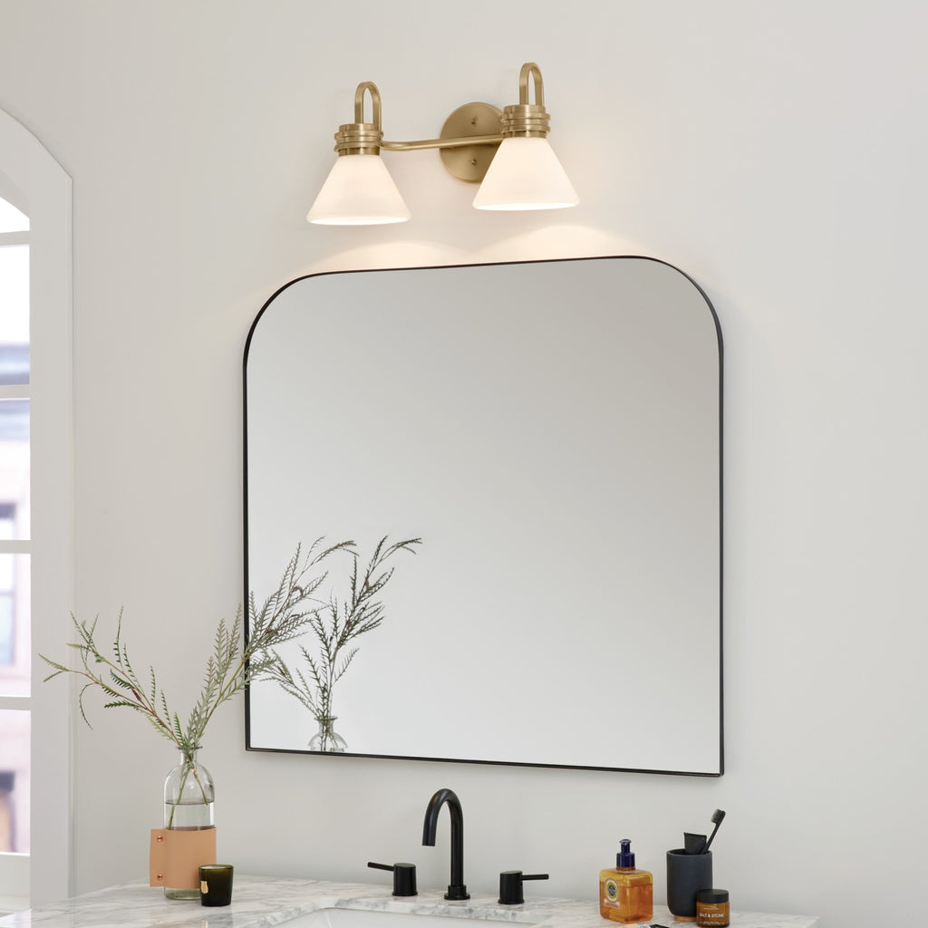 KICHLER 55154CPZ Farum 19.25 Inch 2 Light Vanity With Opal Glass In Champagne Bronze