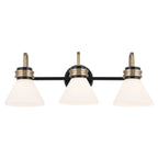 KICHLER 55155BK Farum 26 Inch 3 Light Vanity With Opal Glass In Black With Champagne Bronze