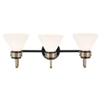 KICHLER 55155BK Farum 26 Inch 3 Light Vanity With Opal Glass In Black With Champagne Bronze
