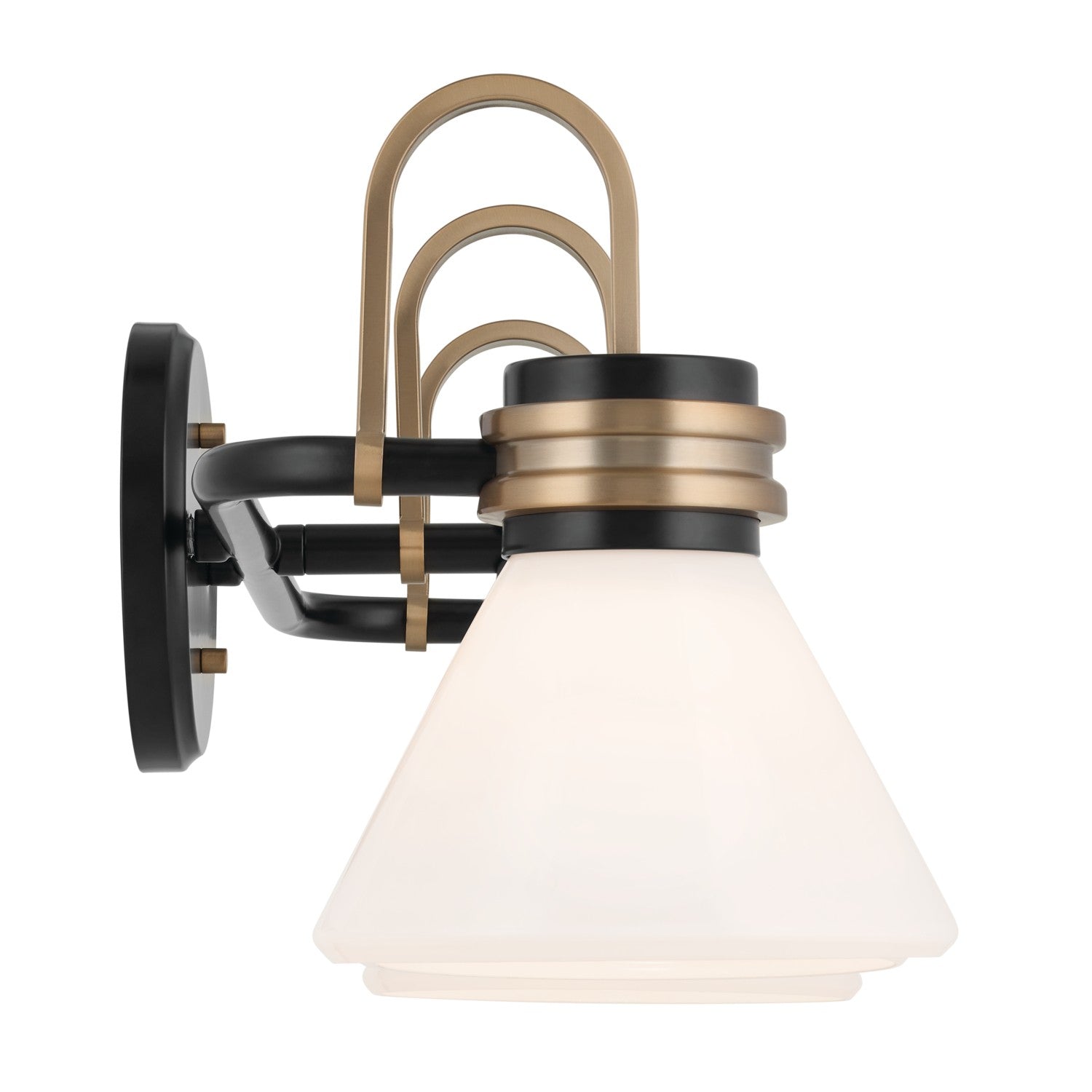 KICHLER 55155BK Farum 26 Inch 3 Light Vanity With Opal Glass In Black With Champagne Bronze