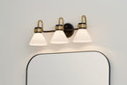 KICHLER 55155BK Farum 26 Inch 3 Light Vanity With Opal Glass In Black With Champagne Bronze