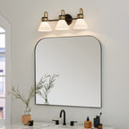 KICHLER 55155BK Farum 26 Inch 3 Light Vanity With Opal Glass In Black With Champagne Bronze