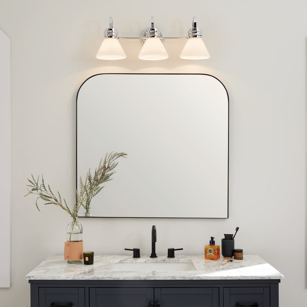 KICHLER 55155CH Farum 26 Inch 3 Light Vanity With Opal Glass In Chrome