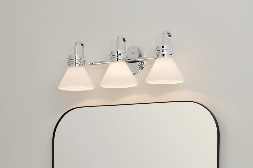 KICHLER 55155CH Farum 26 Inch 3 Light Vanity With Opal Glass In Chrome