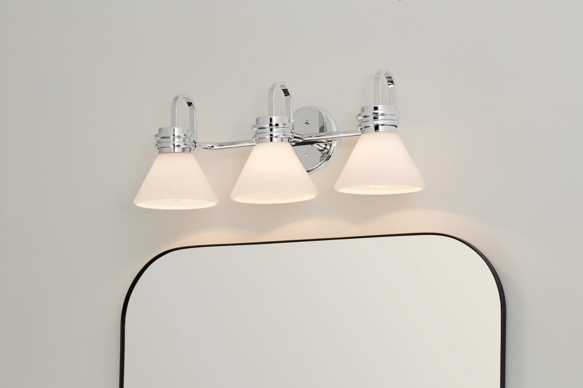KICHLER 55155CH Farum 26 Inch 3 Light Vanity With Opal Glass In Chrome