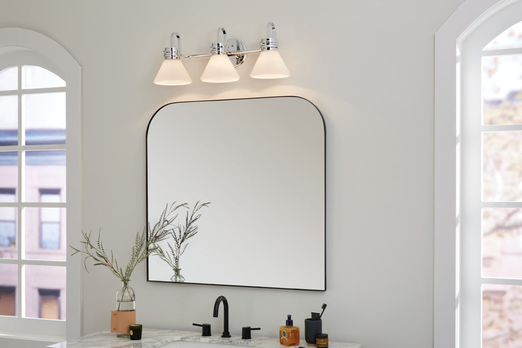KICHLER 55155CH Farum 26 Inch 3 Light Vanity With Opal Glass In Chrome