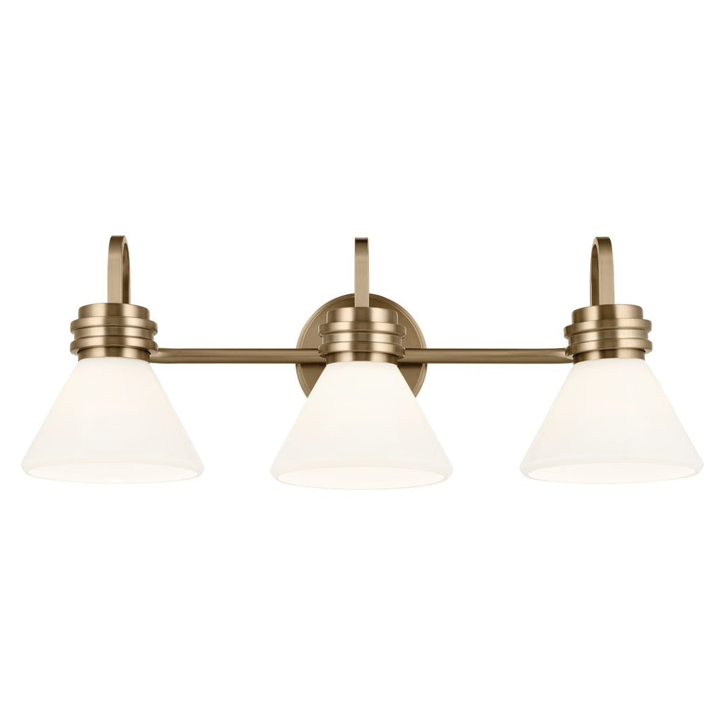 KICHLER 55155CPZ Farum 26 Inch 3 Light Vanity With Opal Glass In Champagne Bronze