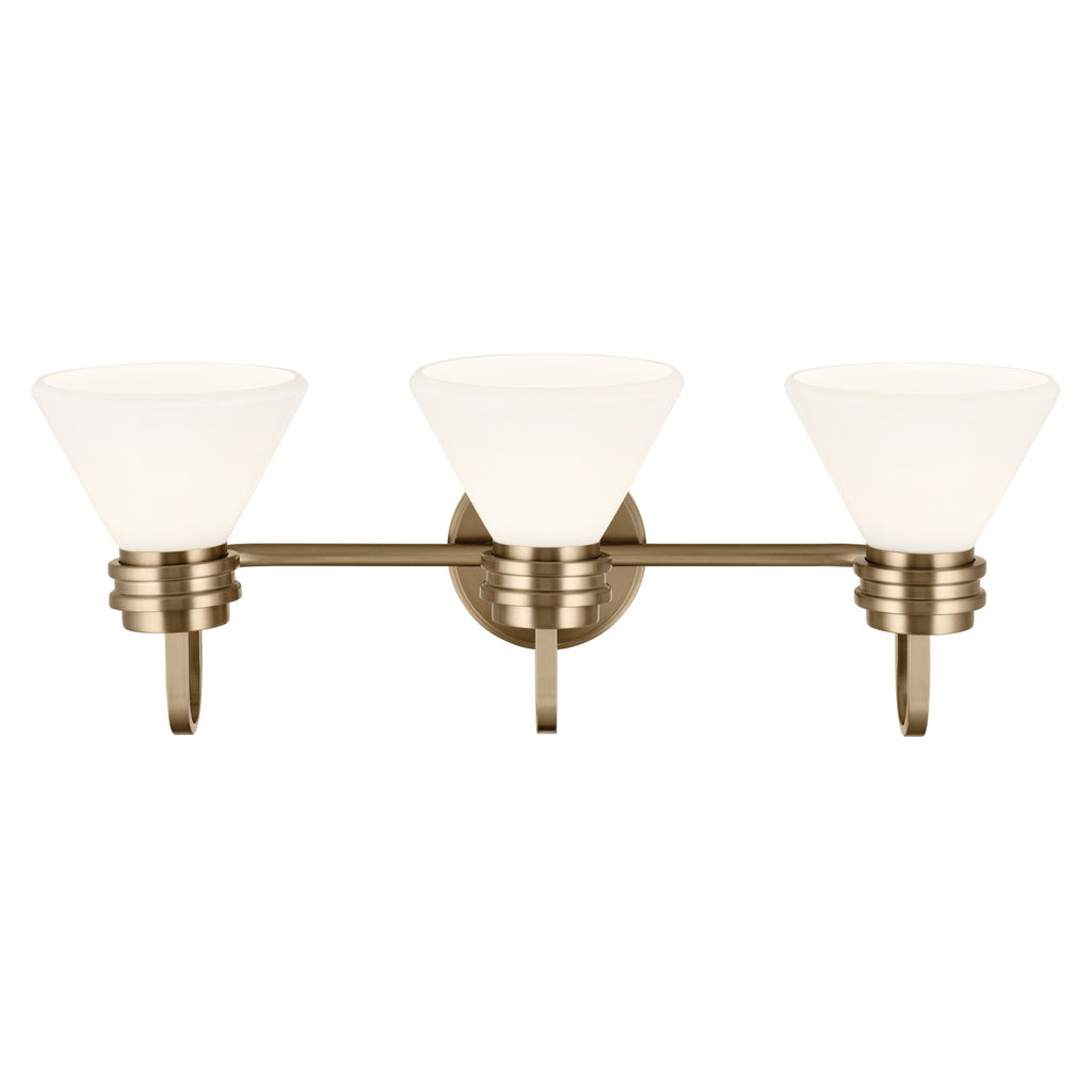 KICHLER 55155CPZ Farum 26 Inch 3 Light Vanity With Opal Glass In Champagne Bronze