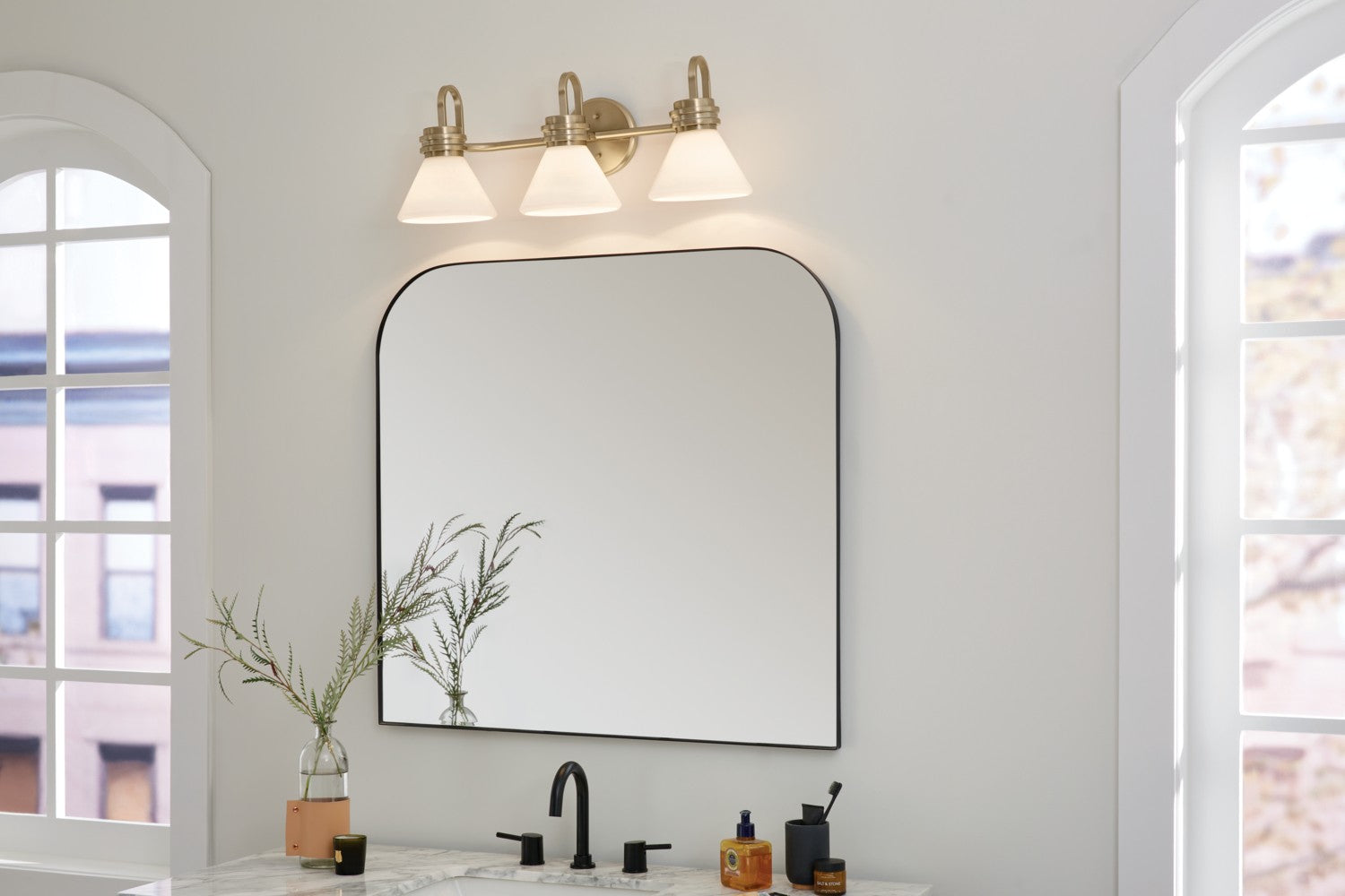 KICHLER 55155CPZ Farum 26 Inch 3 Light Vanity With Opal Glass In Champagne Bronze