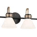 KICHLER 55156BK Farum 34 Inch 4 Light Vanity With Opal Glass In Black With Champagne Bronze