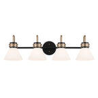 KICHLER 55156BK Farum 34 Inch 4 Light Vanity With Opal Glass In Black With Champagne Bronze