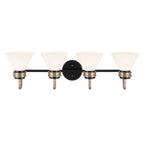 KICHLER 55156BK Farum 34 Inch 4 Light Vanity With Opal Glass In Black With Champagne Bronze