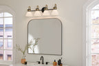 KICHLER 55156BK Farum 34 Inch 4 Light Vanity With Opal Glass In Black With Champagne Bronze