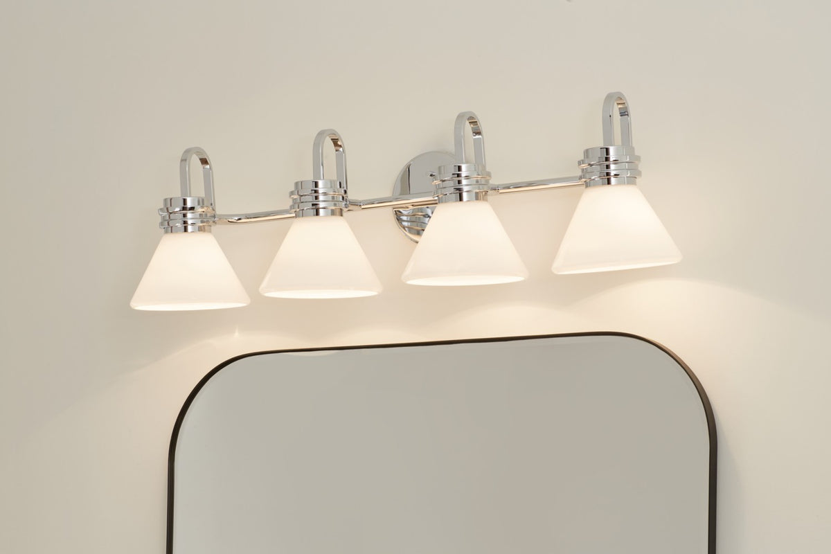 KICHLER 55156CH Farum 34 Inch 4 Light Vanity With Opal Glass In Chrome