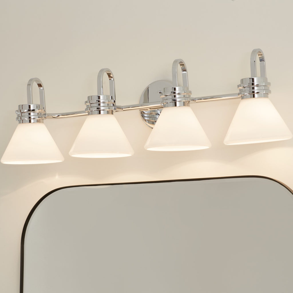 KICHLER 55156CH Farum 34 Inch 4 Light Vanity With Opal Glass In Chrome
