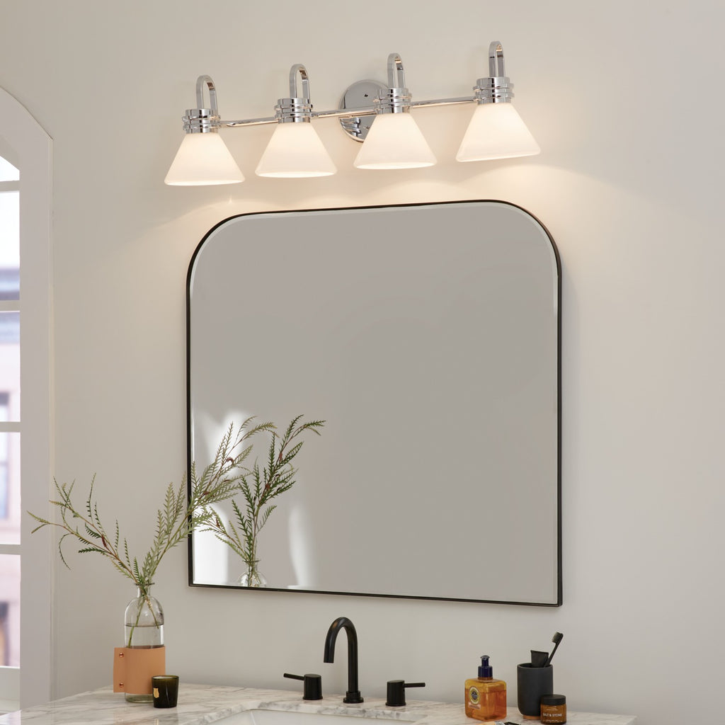 KICHLER 55156CH Farum 34 Inch 4 Light Vanity With Opal Glass In Chrome