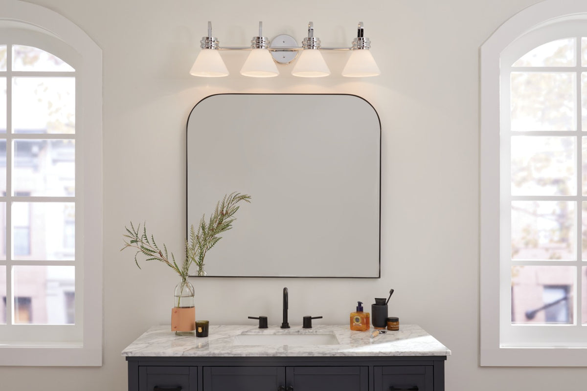 KICHLER 55156CH Farum 34 Inch 4 Light Vanity With Opal Glass In Chrome