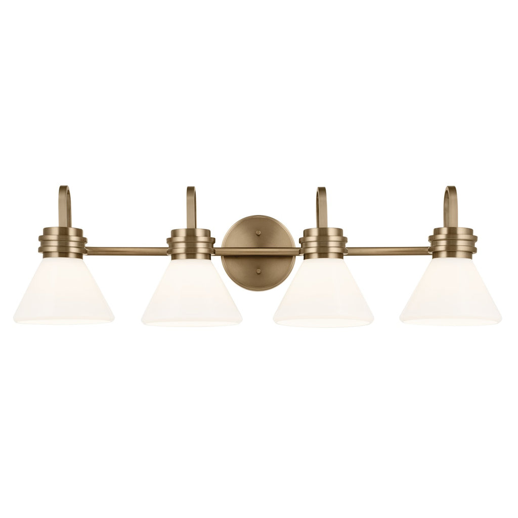 KICHLER 55156CPZ Farum 34 Inch 4 Light Vanity With Opal Glass In Champagne Bronze