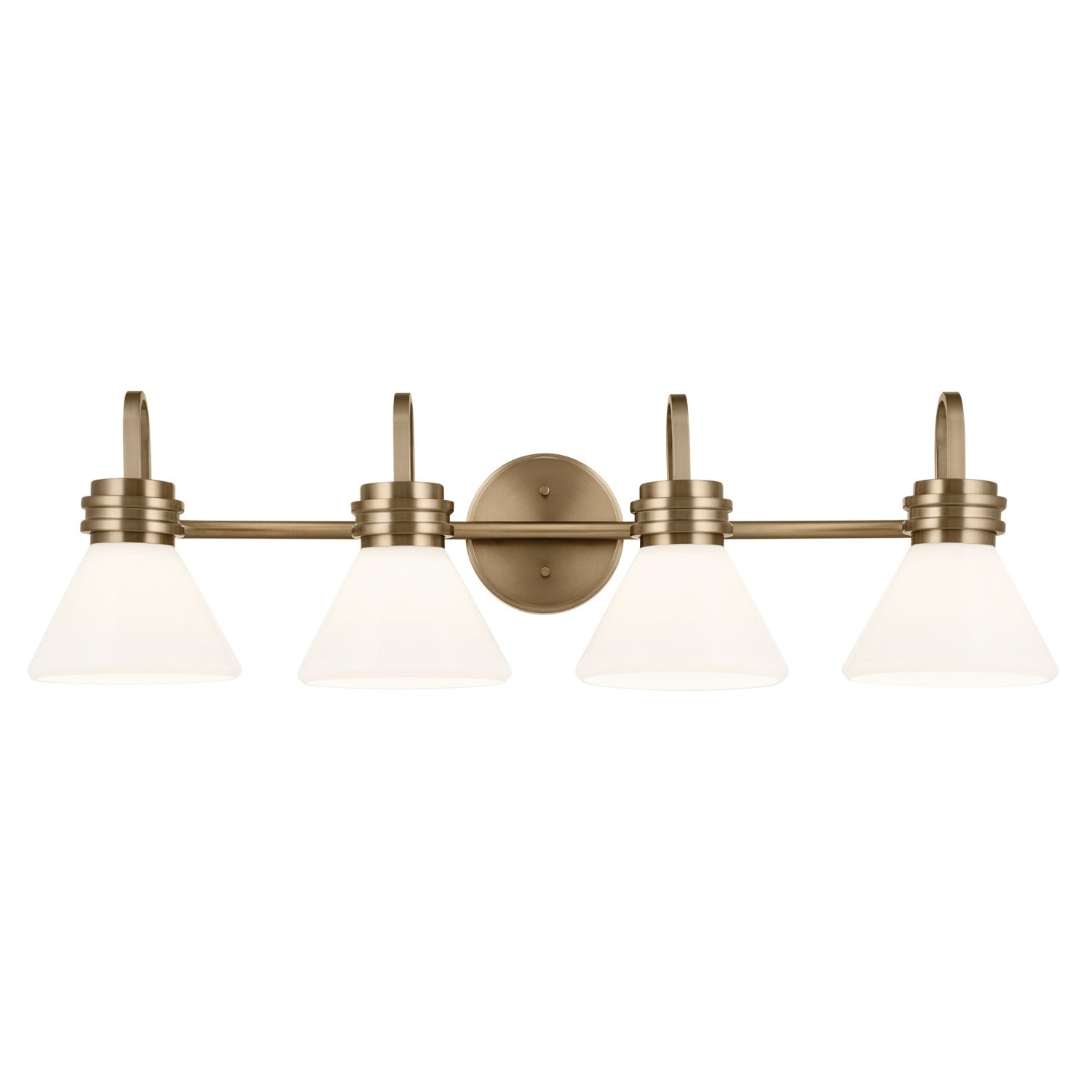 KICHLER 55156CPZ Farum 34 Inch 4 Light Vanity With Opal Glass In Champagne Bronze