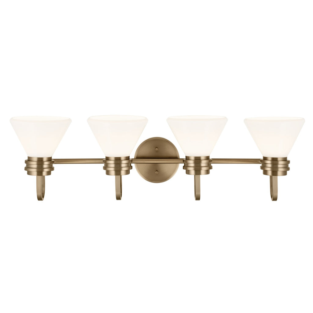 KICHLER 55156CPZ Farum 34 Inch 4 Light Vanity With Opal Glass In Champagne Bronze