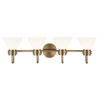 KICHLER 55156CPZ Farum 34 Inch 4 Light Vanity With Opal Glass In Champagne Bronze