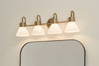 KICHLER 55156CPZ Farum 34 Inch 4 Light Vanity With Opal Glass In Champagne Bronze