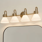 KICHLER 55156CPZ Farum 34 Inch 4 Light Vanity With Opal Glass In Champagne Bronze