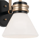 KICHLER 55153BK Farum 9.5 Inch 1 Light Wall Sconce With Opal Glass In Black With Champagne Bronze
