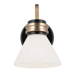 KICHLER 55153BK Farum 9.5 Inch 1 Light Wall Sconce With Opal Glass In Black With Champagne Bronze