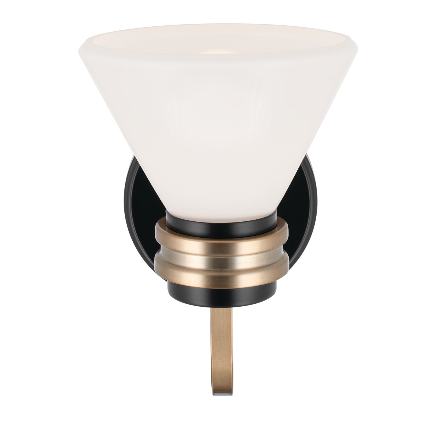 KICHLER 55153BK Farum 9.5 Inch 1 Light Wall Sconce With Opal Glass In Black With Champagne Bronze