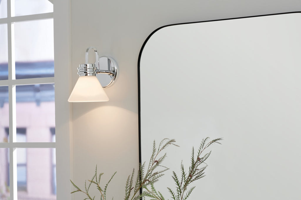 KICHLER 55153CH Farum 9.5 Inch 1 Light Wall Sconce With Opal Glass In Chrome