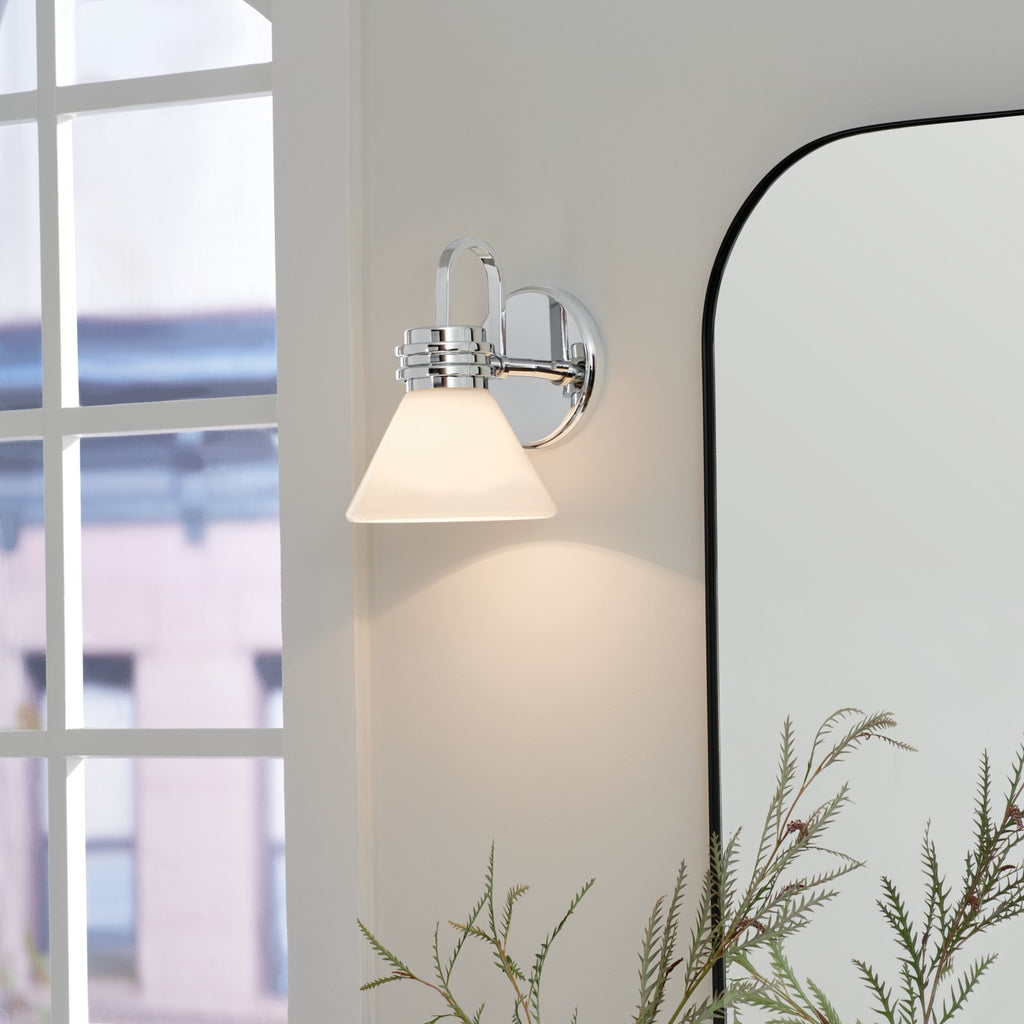 KICHLER 55153CH Farum 9.5 Inch 1 Light Wall Sconce With Opal Glass In Chrome