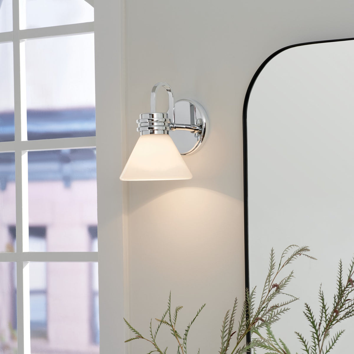 KICHLER 55153CH Farum 9.5 Inch 1 Light Wall Sconce With Opal Glass In Chrome