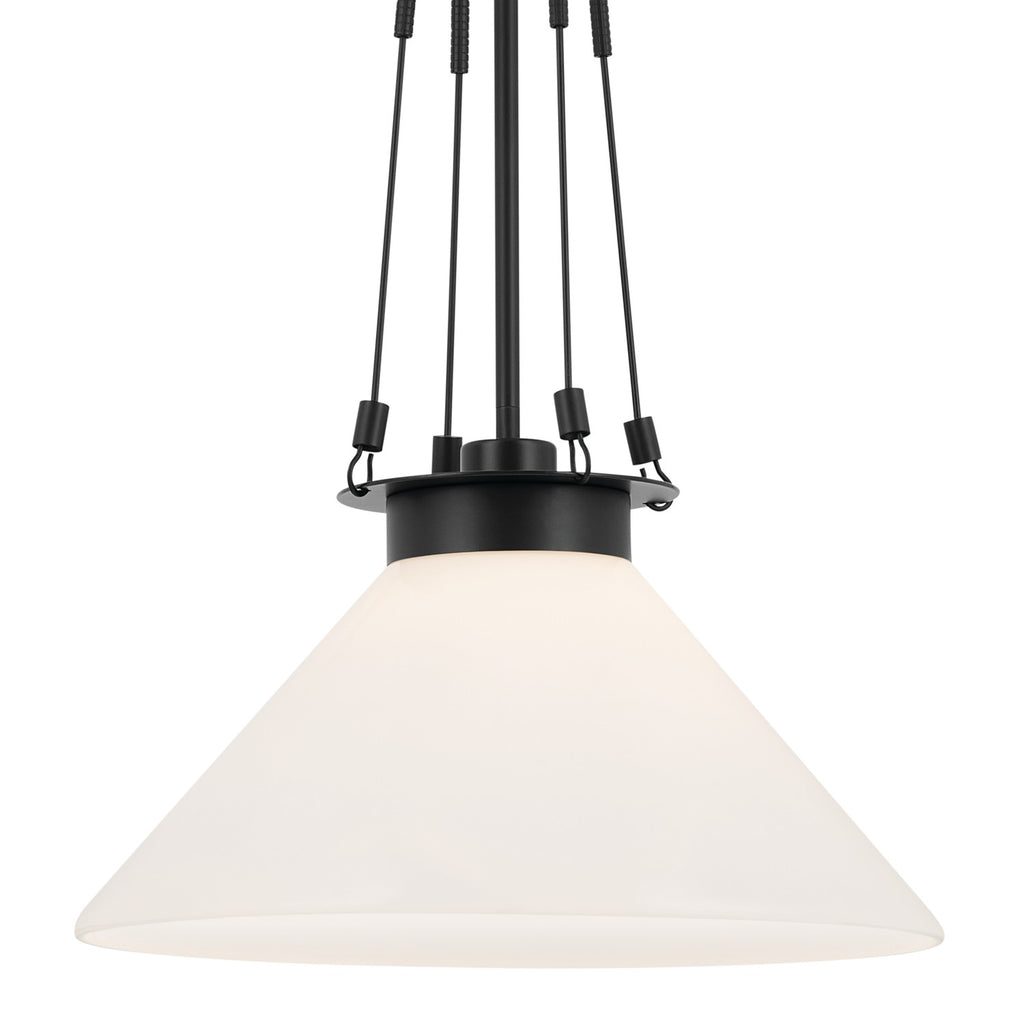 KICHLER 52581BK Albers 18.25 Inch 1 Light Pendant With Opal Glass In Black