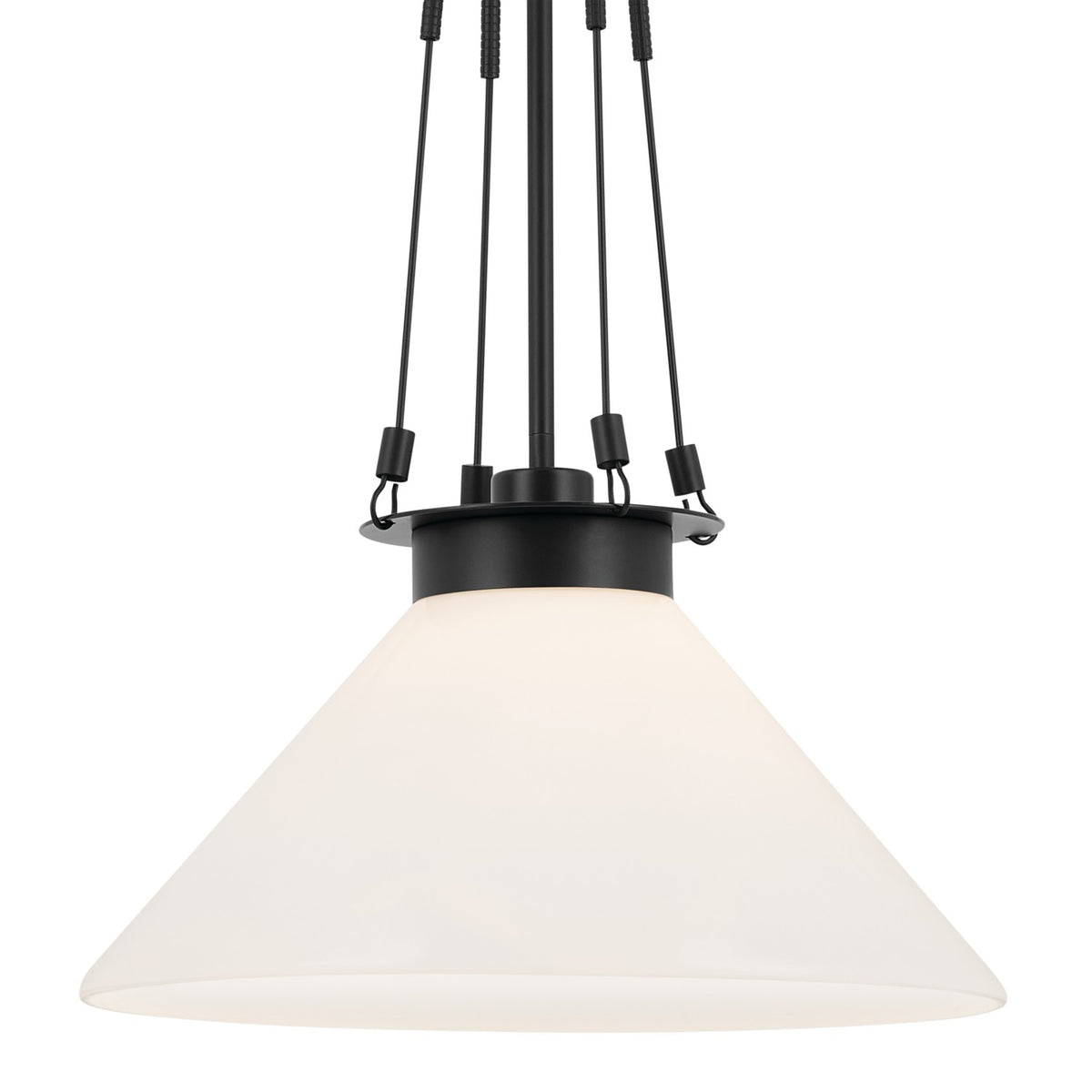 KICHLER 52581BK Albers 18.25 Inch 1 Light Pendant With Opal Glass In Black