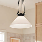 KICHLER 52581BK Albers 18.25 Inch 1 Light Pendant With Opal Glass In Black