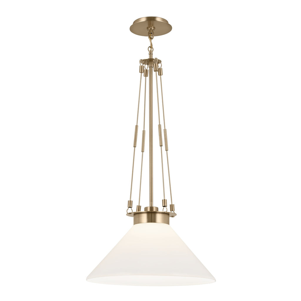 KICHLER 52581CPZ Albers 18.25 Inch 1 Light Pendant With Opal Glass In Champagne Bronze