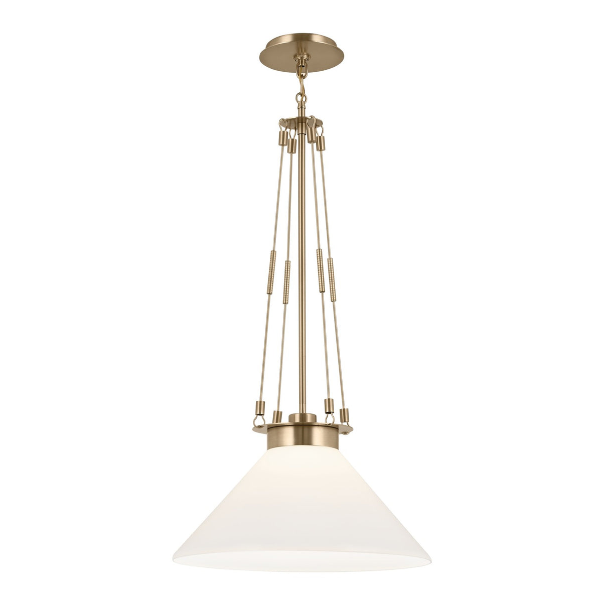 KICHLER 52581CPZ Albers 18.25 Inch 1 Light Pendant With Opal Glass In Champagne Bronze