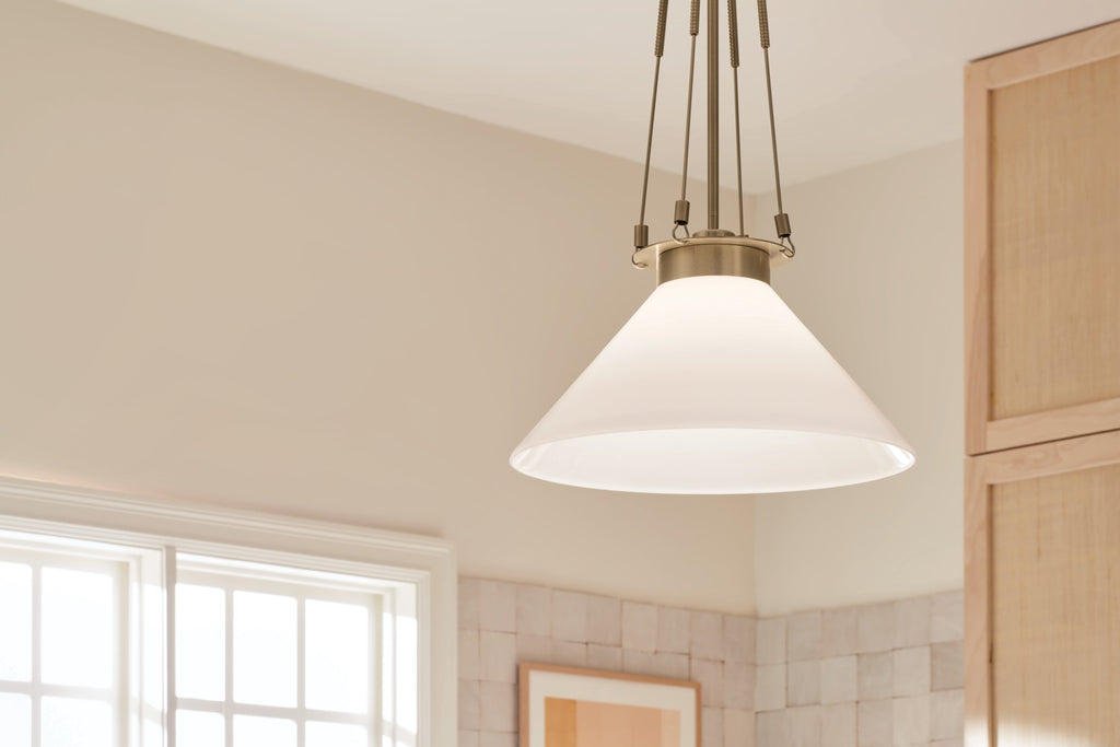 KICHLER 52581CPZ Albers 18.25 Inch 1 Light Pendant With Opal Glass In Champagne Bronze