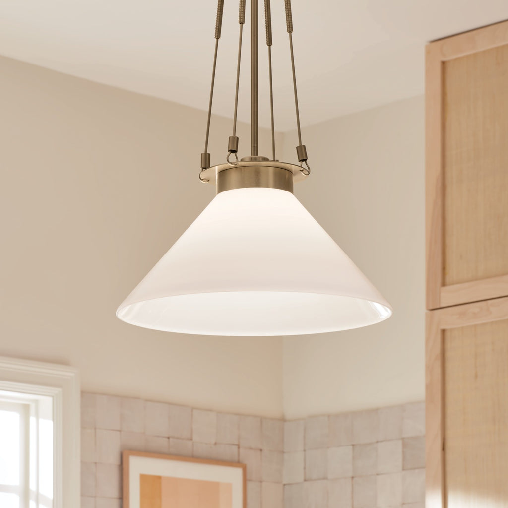 KICHLER 52581CPZ Albers 18.25 Inch 1 Light Pendant With Opal Glass In Champagne Bronze