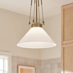 KICHLER 52581CPZ Albers 18.25 Inch 1 Light Pendant With Opal Glass In Champagne Bronze