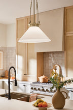 KICHLER 52581CPZ Albers 18.25 Inch 1 Light Pendant With Opal Glass In Champagne Bronze