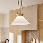 KICHLER 52581CPZ Albers 18.25 Inch 1 Light Pendant With Opal Glass In Champagne Bronze