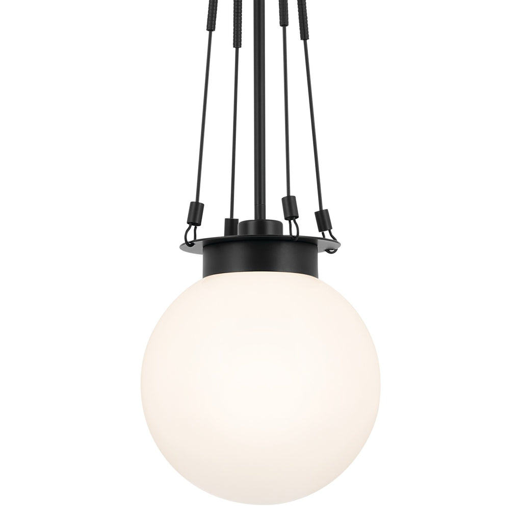 KICHLER 52582BK Albers 10.5 Inch 1 Light Pendant With Opal Glass In Black