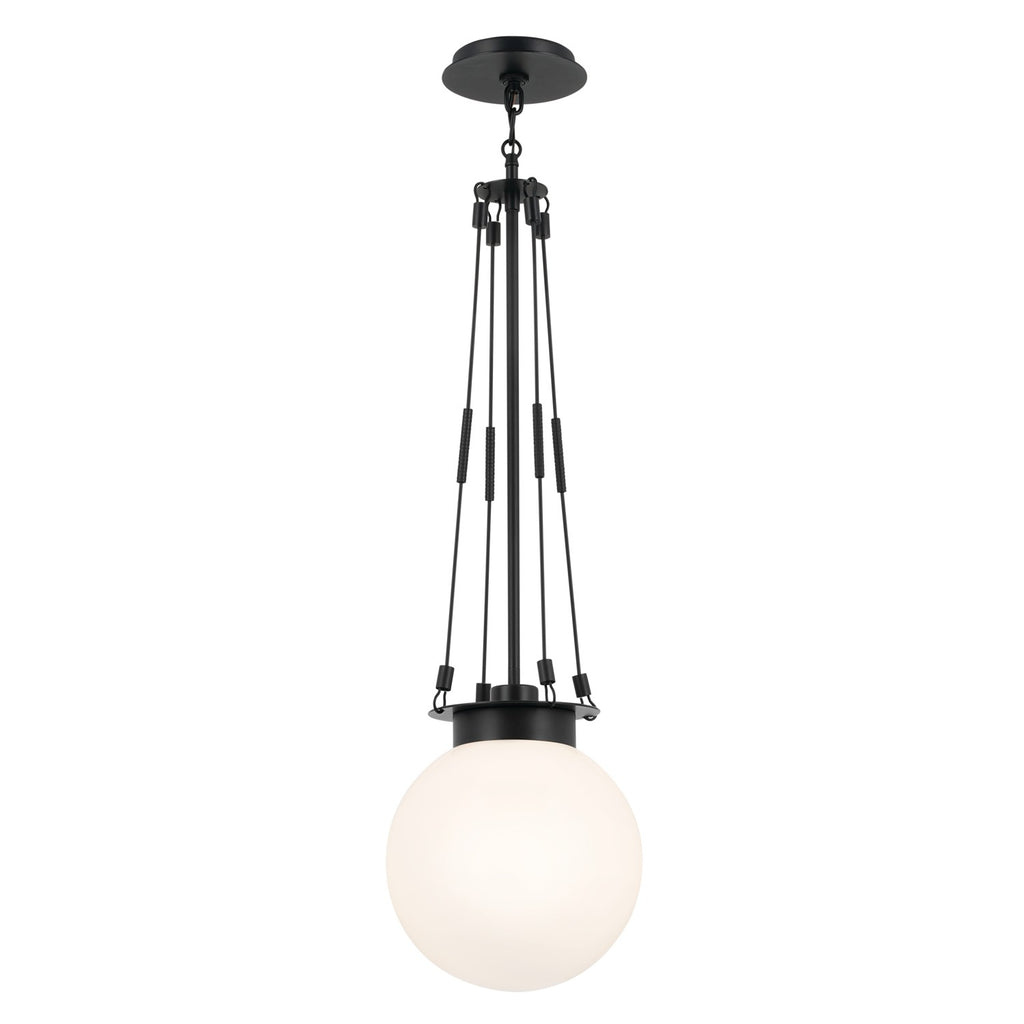 KICHLER 52582BK Albers 10.5 Inch 1 Light Pendant With Opal Glass In Black
